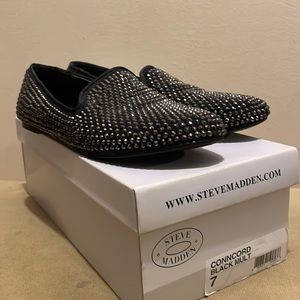 Black studded loafers